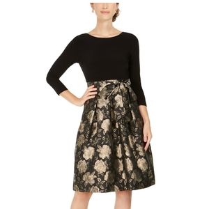 Jessica Howard Fit & Flare Metallic Gold Jacquard